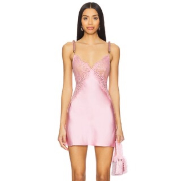 self-portrait x Christopher Kane Lace Satin Mini Dress in Pink - Picture 1 of 10